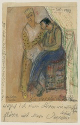 Zeichnung: Else Lasker-Schüler, Die verscheuchte Dichterin (ca. 1935-1942)