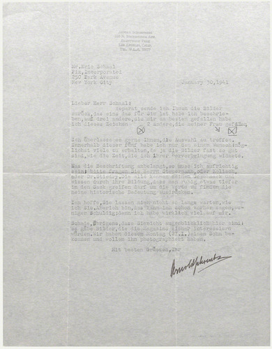 Brief: Arnold Schönberg an Eric Schaal
