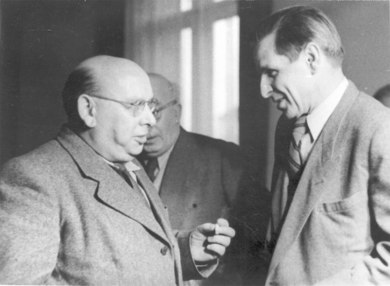 Hanns Eisler, Arnold Zweig und Wolfgang Langhoff, 1950
