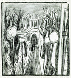 Zeichnung: Max Beckmann, Die Kapelle der Washington University in Saint-Louis