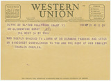 Telegram: from Charles Chaplin to Clementine Bern