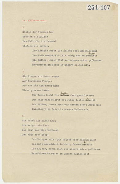 Typescript: Bertolt Brecht, Kälbermarsch
