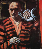 Painting: Max Beckmann, Selbstbildnis mit Horn