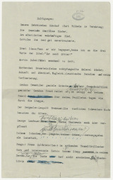 Maschinenschriftlicher Text auf cremefarbenem Papier, handschriftlichen Korrekturen mit Bleistift 