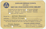Ausweis: Oakland Defense Council für Alfred Neumeyer