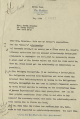 Brief von Erika Mann an Sarah Brandes, New York, 16. Mai 1938