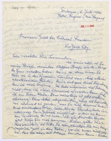 Maria Leitner: Brief an Hubertus Prinz zu Löwenstein, Toulouse, 6. Juli 1940