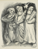 Ludwig Meidner, Drei stehende Männer mit Torarolle, 1948/49