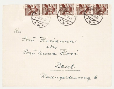 Letter: Alexander Moritz Frey to Florianna Storrer-Madelung