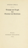 First page with half title: Stefan Zweig, Erasmus of Rotterdam