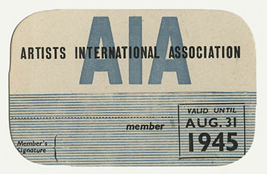 Membership card of the Artists' International Association